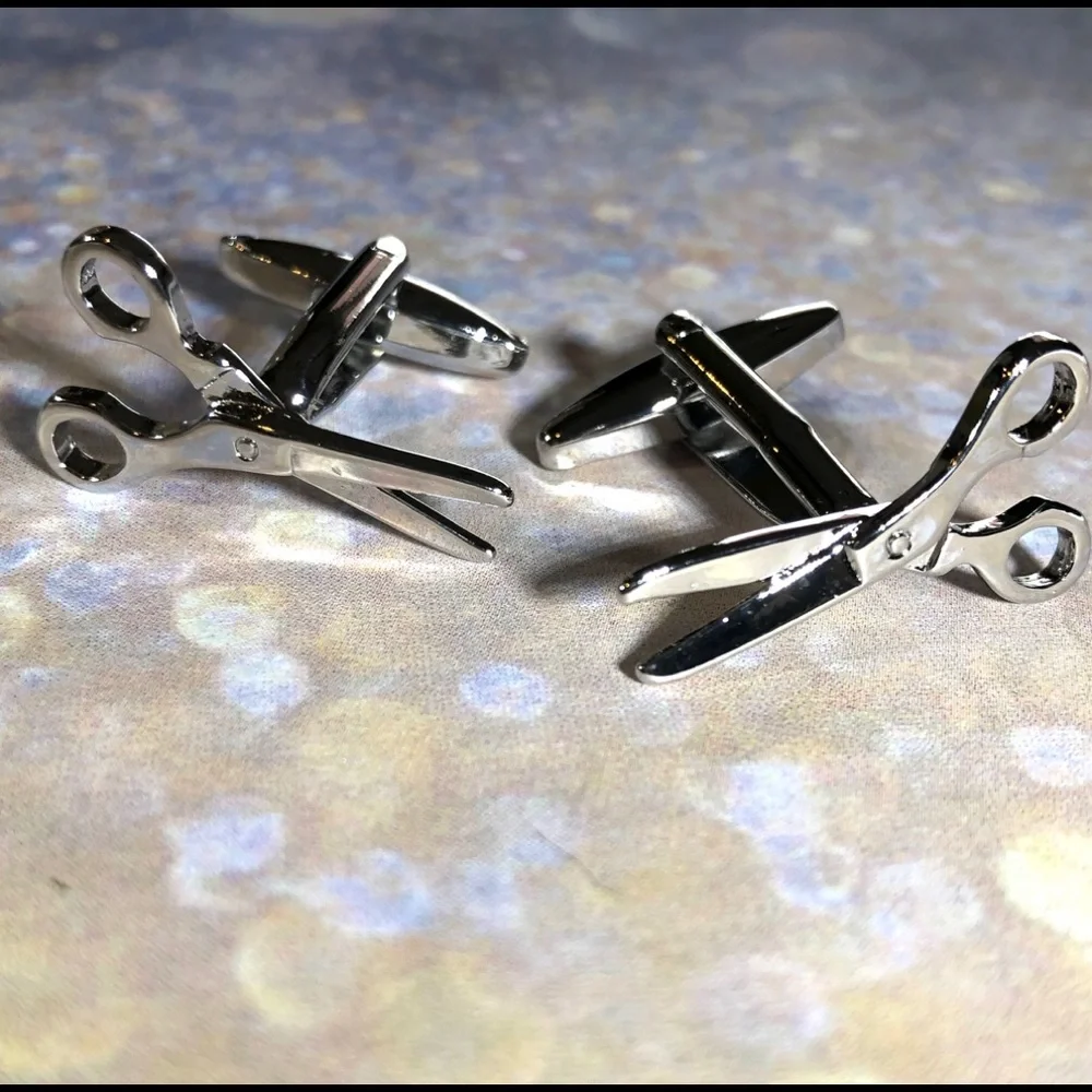 Snip snip hair stylist barber scissor cufflinks